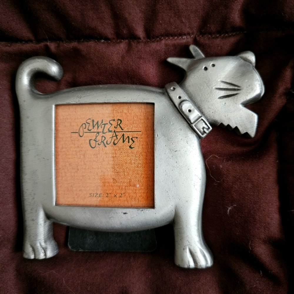 Silver Dog-Shaped Pewter Frame
